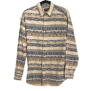 Array‎ Men’s Southwestern Aztec Button Down Shirt Medium Cotton Long Sleeve Cozy